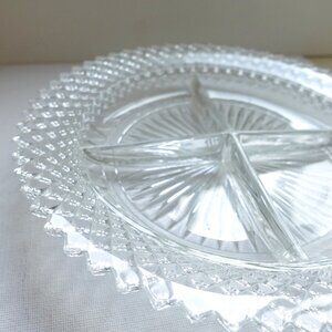 Vintage Clear Glass Divided Plate - Elegant Serving Dish